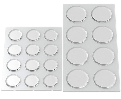 Round Clear Adhesive Bumpers Combo Large And Medium Self Stick Rubber Pads For Glass Table Tops Furniture Laptops And Mirrors Protect Your Stuff 20 Pcs Transparent