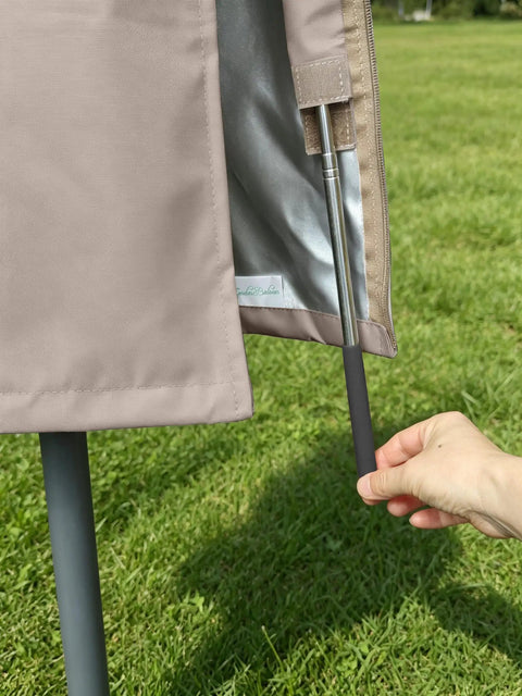 Premium 6 To 9 Foot Patio Umbrella Cover With Waterproof Oxford Fabric Zipper And Rod showing all weather protection