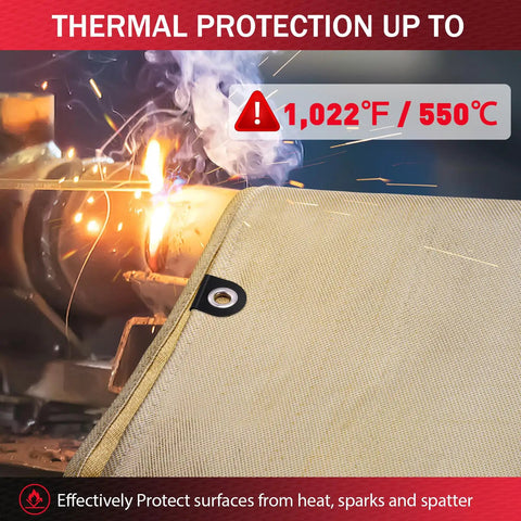 Image showing Two Pack 4x6 Ft Welding Blankets with beefy heavy duty fiberglass heat resistant fabric up to 1022°F for industrial use.