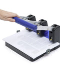 Heavy Duty Three Hole Puncher With 100 Sheet Capacity Self Centering Guide And Ergonomic Grip for office home and print shops.