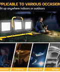 Beastly Bright 22000 Lumen LED Work Light With Adjustable Foldable Tripod Stand Waterproof 6500K Daylight in use outdoors