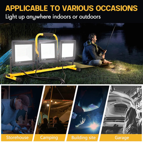Beastly Bright 22000 Lumen LED Work Light With Adjustable Foldable Tripod Stand Waterproof 6500K Daylight in use outdoors