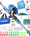Kids Fishing Pole Starter Kit With Tackle Box, Reel, Practice Plug And Travel Bag For Boys And Girls Ages 3 To 15, displayed contents