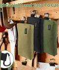 3 Pack Premium Tool Pouches With Zippers And Carabiners 10 Inch Flat Bottom Pouches displayed in tan, navy, and green
