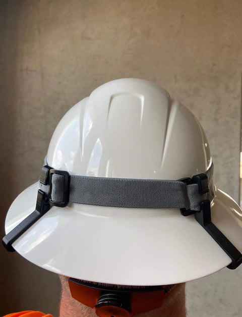 Back view of Full Brim Hard Hat Clip Set For MSA Style Helmets Rugged Polycarbonate Front And Back Clips 4 Pack Black Easy Attach