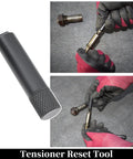 Camshaft Locking Timing Tool Kit For GM Ecotec 2.0L And 2.4L Engines, hands using tensioner reset tool
