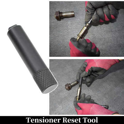 Camshaft Locking Timing Tool Kit For GM Ecotec 2.0L And 2.4L Engines, hands using tensioner reset tool