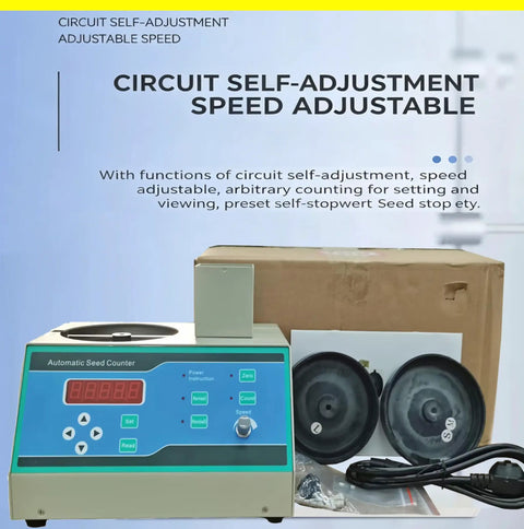 Automatic Seed Counting Machine With Microcomputer Control And LED Display shown with dual sample plates and accessories.