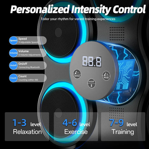Interactive Music Boxing Trainer For Adults And Kids, LED display and controls for adjustable speed and mode settings