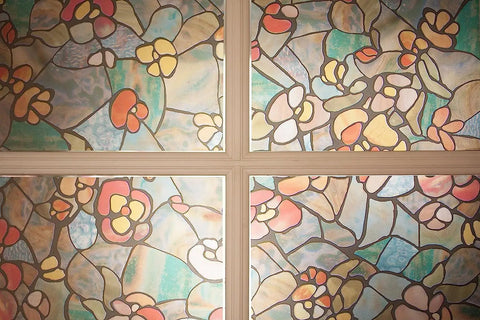 Self Adhesive Privacy Glass Window Film Venetian Garden Pattern for Windows Doors Showers and Glass Tabletops DIY Friendly