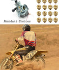 Carburetor Jet Kit Main Jets 16 Piece Set For Mikuni VM22 VM24 VM26 Carbs Fits 125cc 150cc 200cc 250cc Mini Bike Dirt Bike Pit Bike ATV Go Kart Includes 88 90 95 98 100 105 110 115 120 125 130 135 140 145 150 155 displayed with jet pieces and a rider