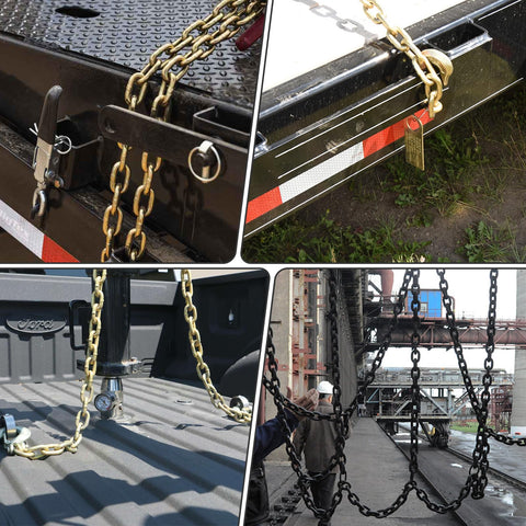 Heavy Duty G80 Transport Binder Chain One Quarter Inch By Sixteen Feet With G70 Clevis Grab Hooks in use for hauling