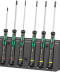 Kraftform Micro Slotted And Phillips Electronics Screwdriver Set With Rack, 6-Piece, precision ergonomic handles, green accents