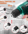 Close-up of Do-It-All 110-Piece Cordless Drill And Driver Kit With Portable Case, 8V USB Power, showing drill bits and screwdriver.