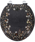 Deluxe Resin Maui Decorative Elongated Toilet Seat With Slow Close And No Slam Chrome Hinges, coastal shell theme, top view