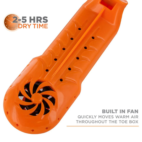 Close-up of the Ready In A Snap Boot Dryer And Portable Shoe Dryer with built-in fan, ideal for moisture removal.