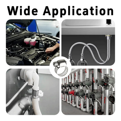 Wide application of 25 Pieces Stainless Steel Worm Drive Hose Clamps Kit, Adjustable 0.24 to 0.47 Inches, for various settings.