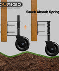 Shock absorbing spring mechanism of Rock Solid 4.3 Inch Spring Loaded Gate Wheel Heavy Duty Casters For Wood Fence Gates.