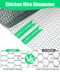 Green PVC Coated Chicken Wire Netting With Galvanized Core Hexagonal Mesh 15.7 By 90.5 Inches Heavy Duty Poultry Fence