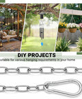Image of Heavy Duty And Light Duty Stainless Steel Hanging Chain With Two Detachable Links, 9.8 Feet, 0.08 Inch Thick, 304 Stainless Steel, Ideal For Outdoor Camping And Home Use, Adjustable Length, Durable And Corrosion Resistant showcasing outdoor and indoor applications.