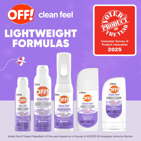 Display of Clean Feel Insect Repellent Aerosol With 20 Percent Picaridin for Mosquitoes Ticks and Flies, lightweight formula variety.