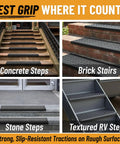Outdoor Bullnose Stair Treads Heavy Duty Non Slip Mats For Concrete Brick And Textured Steps With Wrap Edge Grip on various steps