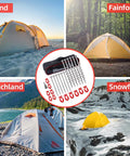 Beefy Aluminum Ground Anchors Set For Tents on sand, forest, benchland, and snow with included stakes and adapter