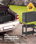 60 Quart Rolling Ice Chest On Wheels Portable Patio Party Bar Drink Cooler Cart With Shelf And Bottle Opener loading in car trunk