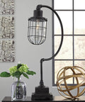 Industrial Metal Desk Lamp With Glass Shade Black Antique Finish Vintage Style Office Light With Easy On Off Switch