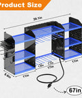 Dimensions of 40 Inch Wall Mounted Power Tool Organizer With Charging Station For Cordless Tools, showing shelf sizes.