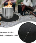 Round Fire Pit Mat For Outdoor Hangouts, Fireproof, Waterproof Spark Shield, Works With Solo Stove And Most Fire Pits, 48x48 Inches