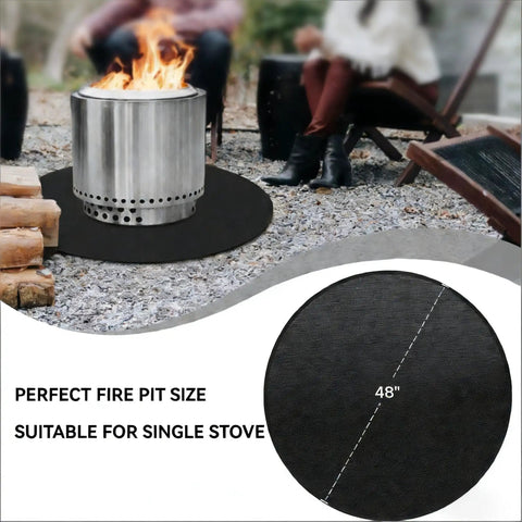 Round Fire Pit Mat For Outdoor Hangouts, Fireproof, Waterproof Spark Shield, Works With Solo Stove And Most Fire Pits, 48x48 Inches