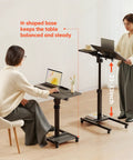 Overbed Table With Wheels Adjustable Height 23 to 33 Inches, Rolling Laptop Desk With Tilting Top 0 to 90 Degrees, Black