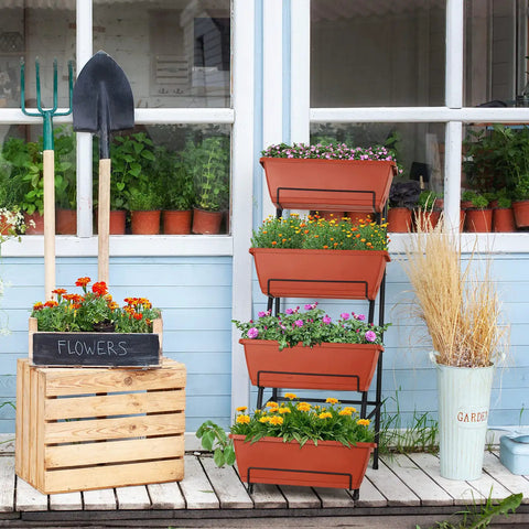4 Tier Vertical Raised Garden Bed With Legs For Indoor And Outdoor Use, Space Saving Planter For Herbs Vegetables And Flowers
