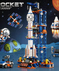 Space Rocket Building Kit For Kids Aged 6 To 14 With 1065 Pcs Spaceship Display Model Set featuring launch pad and rocket