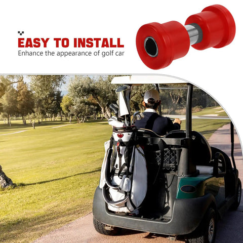 Image showing red rubber golf cart bushing, part of Golf Cart Bushing Sleeve Kit 8pc Front And Rear Leaf Spring Replacement Rubber And Plastic Bushings Beefed Up Suspension Upgrade For Easy Install And Smooth Ride.