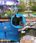 Submersible Fountain Pump With 400 GPH 1800 LPH, Ultra Quiet 25W, 12 LED Colorful Lights, 3 Nozzles for fish tanks, ponds, aquariums