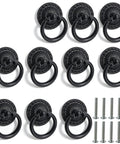 Vintage Black Ring Drawer Pulls Set Of Ten For Cabinets And Dressers Antique Zinc Alloy Handles With Large Ring Retro Single Hole Hardware