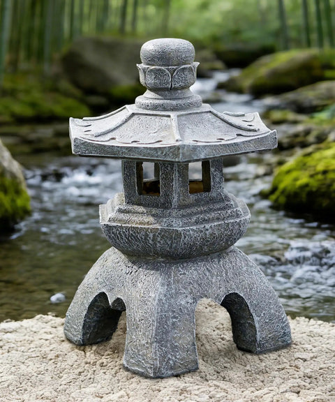Solar Pagoda Lantern Garden Statue For Indoor Outdoor Use Zen Vibes Asian Decor For Landscape Balcony Patio Porch Yard Polyresin