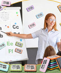 Teacher using 8 Pcs Magnetic Dry Erase Erasers Set In Macaron Colors For Whiteboards And Chalkboards in classroom