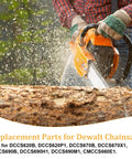 Person using chainsaw with Dewalt Chainsaw Drive Sprocket Replacement For DCCS620B DCCS620P1 DCCS670B DCCS670X1 DCCS690B DCCS690H1 DCCS690M1