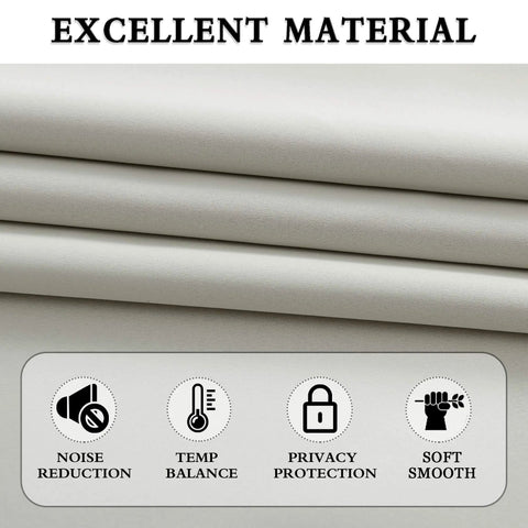 Close-up of light gray fabric showcasing excellent material properties for 36 Inch Length Curtain Tiers For Loft And Kitchen Blackout Light Gray 2 Panels Each 42 Inch Wide 3 Inch Rod Pocket Universal Fit Ideal For Bathroom Nursery Cafe Basement Windows