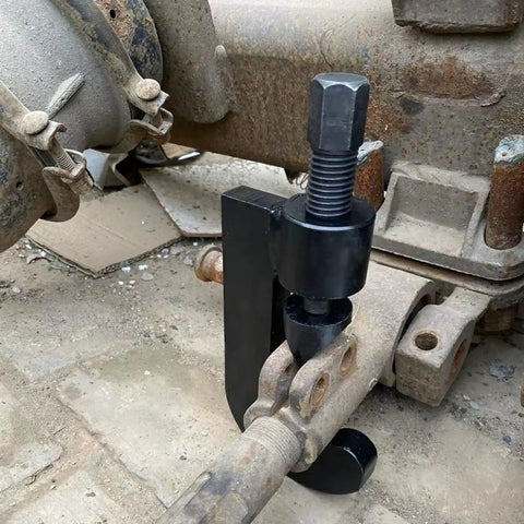 Beefy Truck Tie Rod End Removal Tool For Drag Link Ends CrV Steel Fully Heat Treated Built To Handle Adjusting And Removing Tie Rods On Most Trucks Semi Trucks And Buses Easy Disassembly Of Jammed Tie Rods installed on truck tie rod end