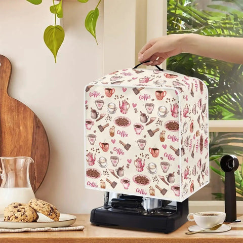 Stain And Dust Resistant Coffee Maker Cover For Home, Office, Or Coffee Shop, protects espresso machines, polyester fabric.