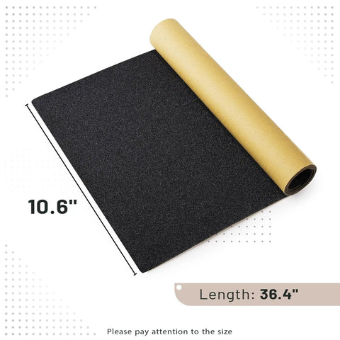 Grip Tape For Skateboards, Longboards And Scooters - Non Slip, Bubble Free Application, 110 X 27 Cm, Silicone Carbide, Black