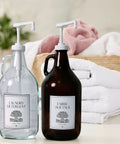 2 Pack Heavy Duty Liquid Pump For Gallon Jugs And 5 Gallon Buckets White Bpa Free Leakproof Dispenser with detergent and softener bottles.