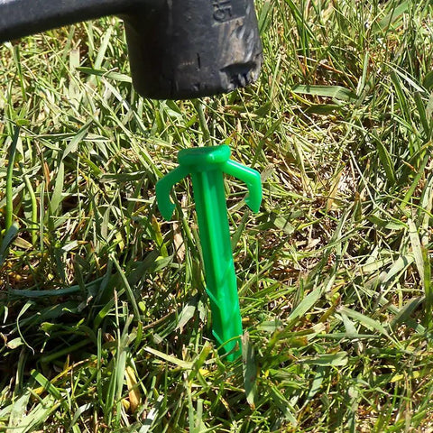 Green Contractor Grade Biodegradable 4 Inch Stakes 100 Count For Securing Weed Fabric Landscape Fabric Netting And Blankets