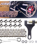 42 Link 420 Chain With Chain Breaker Fits Coleman CT200U CT200U EX BT200X Baja Warrior MB200 Massimo Trailmaster Predator 212cc 196cc 6.5HP Mini Bike Parts Upgrade And Repair kit including chain, links, and breaker tool.