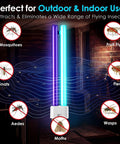 Dual Color Bug Zapper Light Bulbs 18W 2 Pack 4 Pin Base 2G11 set in room with flying insects illustration highlighting effectiveness