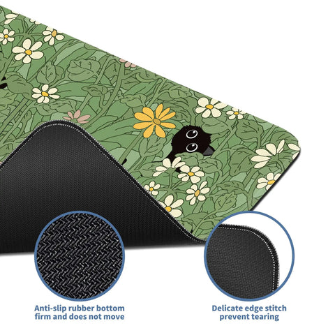 XL Plant Themed Mouse Pad 31.5 X 11.8 Inches with green plant design, non-slip base, and stitched edge for gaming and workstation.